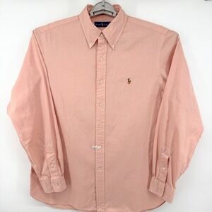 Ralph Lauren Polo Button Down Shirt Men 16.5 Salmon Peach Flesh Pony Long Sleeve